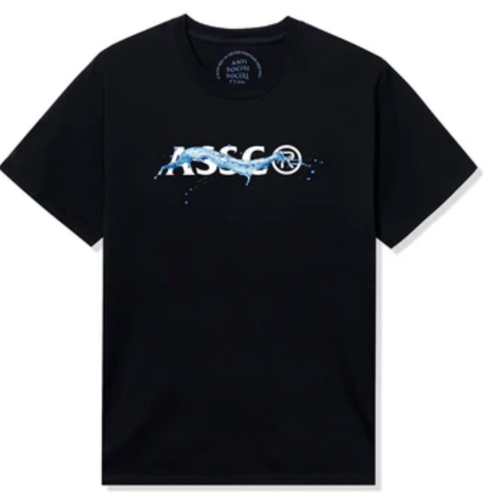 Anti Social Social Club Black Tee w/ Blue Graphic Logo T-Shirt Sz S NWT